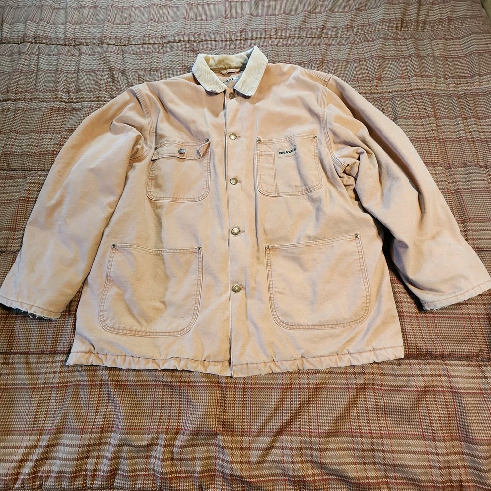 Brazos Distressed Brown Duck Chore Jacket Coat Blue Collar Workwear Farm & Ranch